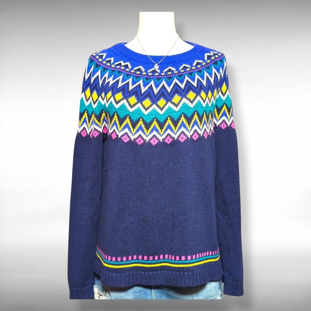 Old Navy M Fair Isle Boho Retro Cottagecore Geometric Knit Sweater